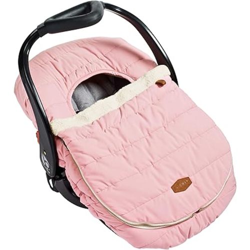 JJ Cole Winter Baby Car Seat Cover - Winter Car Seat Cover for Baby Seat or Stroller - Infant Car Seat Covers with Warm Sherpa Lining - Blush Pink