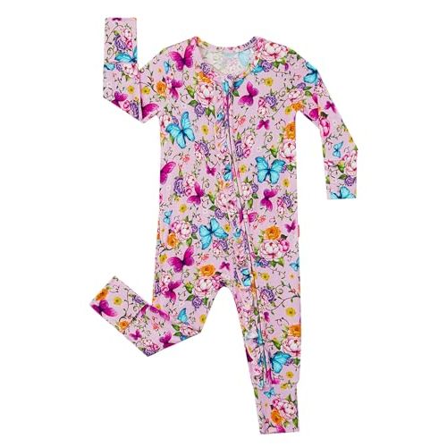 EASWEET Bamboo Viscose Baby Girl Footless Pajamas Ruffled Baby Sleepers with 2 Way Zipper