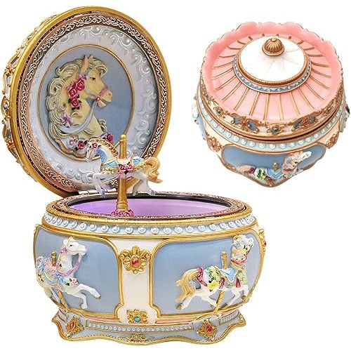 You are My Sunshine Music Box Carousel Horses Unicorn Musical Box with Sankyo 18-Note Wind Up for Kids Girls Christmas Birthday Gifts
