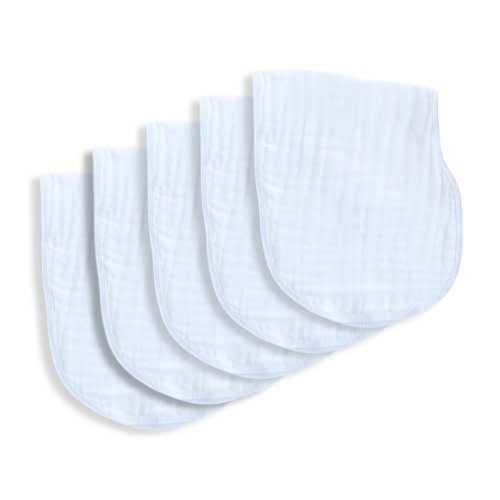 2-in-1 Burp Cloth Bibs- Solid White 5 Pack