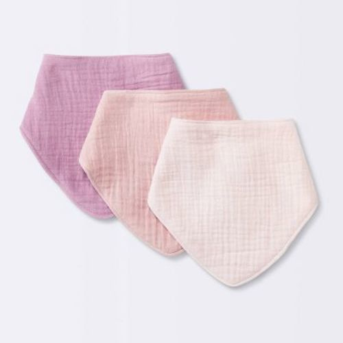 Baby 3pk Muslin Bandana Bib - Cloud Island™ Khaki