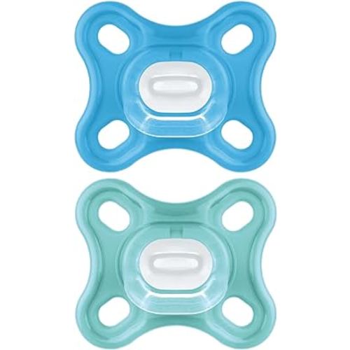 MAM Comfort Baby Pacifiers, Lightweight One-Piece Full Silicone Binky for Newborns 0-3 Months, BPA-Free Nipple, Easy to Clean Pacifier, Best for Breastfed Babies, with Sterilizer Case, 2 Count Binkies