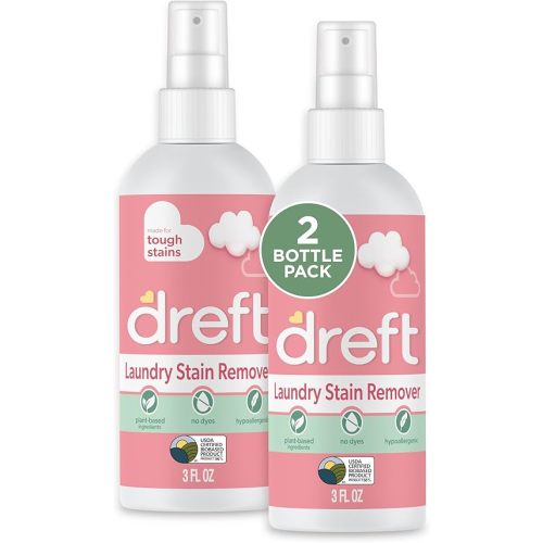 Dreft Stain Remover for Baby Clothes and Hypoallergenic Baby Stain Remover Spray, Travel Size Stain Treater, 3 Fl Oz ( Pack of 2)