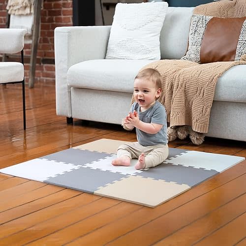 MioTetto Baby Play Mat, Comfortable Playtime Mat – Portable Foam Floor Tiles, Safe Baby mat for Floor for Crawling & Development, Soft Play mat for Babies, Stylish Interlocking Foam Tiles
