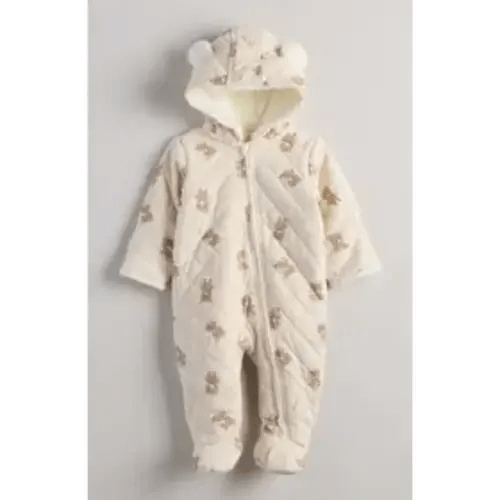 Ear Appliqué Quilted Faux Fur Lined Hooded Bunting