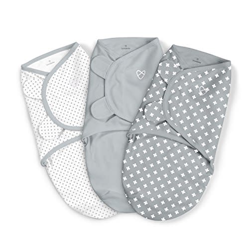 SwaddleMe by Ingenuity Original Swaddle - Size Small/Medium, 0-3 Months, 3-Pack (Criss Cross Polka Dot)