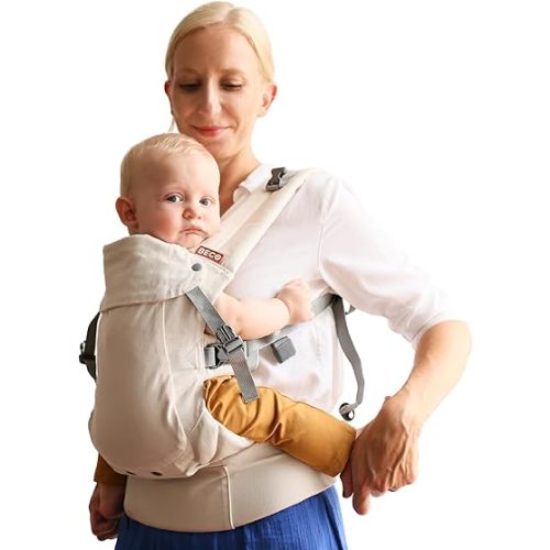 Beco Gemini 2.0 Baby Carrier Newborn to Toddler with M-Cloud™ Support - 4-Position Baby Carriers, Certified Hip-Healthy Newborn Carrier, Fully Adjustable to Fit All Parents (7–35 lbs) - Beige