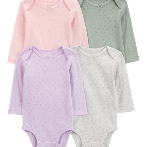 Multi Baby 4-Piece Long-Sleeve Pointelle Bodysuits | Carter’s Oshkosh Canada