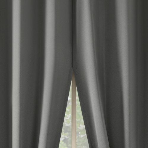 2pc 54"x63" No. 918 Room Darkening Brandon Magnetic Closure Grommet Curtain Panel Pair Gray: Energy Efficient, Noise Reduction