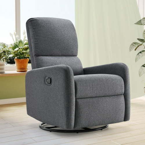 Jocisland Recliner Chair,Nursery Glider with High Back for Living Room,Swivel Massage,Linen Gray