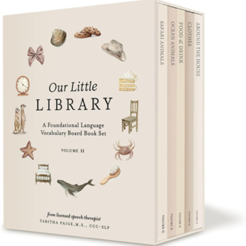 Our Little Library Vol. 2: First 100 Words Board Book Box Set, including Ocean Animals, Safari Animals, Food and Drink, Clothes, and Around the House (Tabitha Paige Children's Book Series)