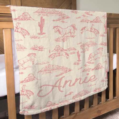 Custom Western Newborn Blanket Baby Girl Horse Baby Gift Pink Cowgirl Blanket Personalized Baby Blanket with Name Horse Girl Blanket Custom