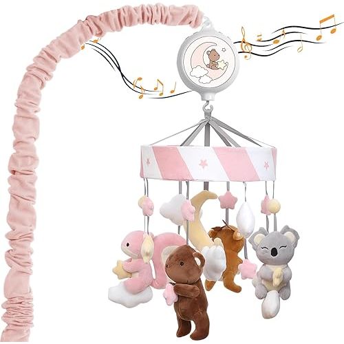 Baby Mobile for Crib,ACRABROS Crib Mobile for Boys Girls,35 Lullabies Digital Musical Box,Woodland Nursery Decor Toys,Starry Animals