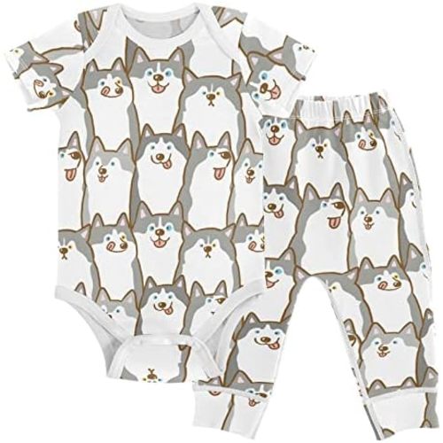 vvfelixl Baby Clothes Set - Cute Cartoon Pattern Bodysuits & Pants Set - Unisex 0-24 Months