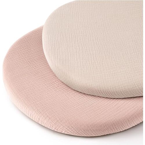 MairMore Muslin Bassinet Sheets - Ivory & Pink