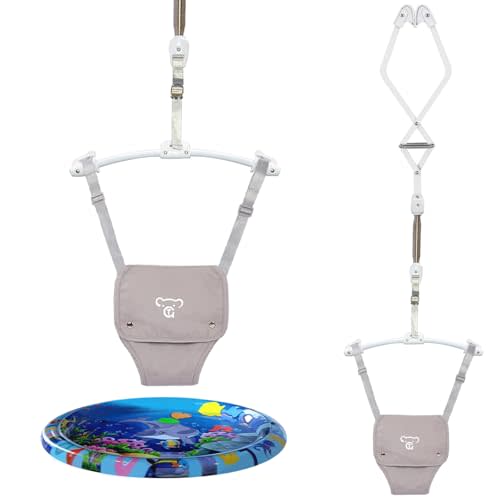 Baby Jumper, Baby Doorway Jumper with Adjustable Strap, Protable Baby Jumpers and Bouncers, Easy to Assemble, Baby Bouncer Jumper with Water Mat