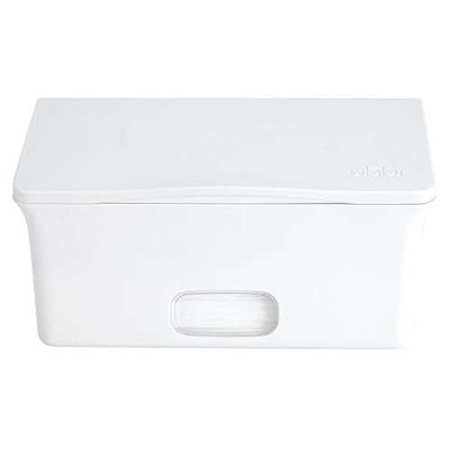 Ubbi Baby Wipes Dispenser | Baby Wipes Case | Baby Wipes Holder with Weighted Plate, Keeps Wipes Fresh and Non-Slip Rubber Feet, White - White Wipes Dispenser