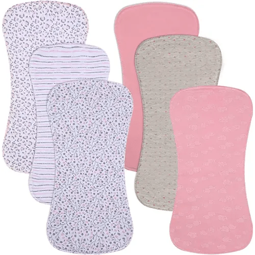 Gelisite 6 Pack Cotton Baby Burp Cloths Extra Absorbent Soft for Baby Boys and Girls