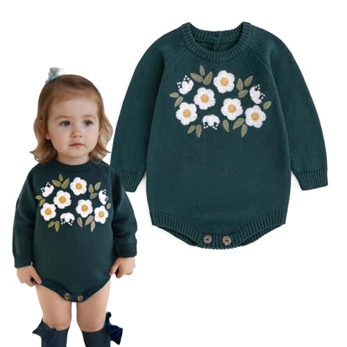 Simplee kids Baby Girls Kint Romper Fall Long Sleeve Rompers Newborn Baby Overall Jumpsuit Outfits