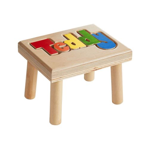 Personalized Puzzle Step Stools - “Ruby” in primary colors