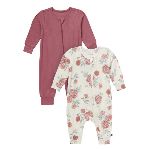 Modern Moments by Gerber Baby Neutral Super Soft 2-Pack Coveralls, Sizes Newborn - 12 Months