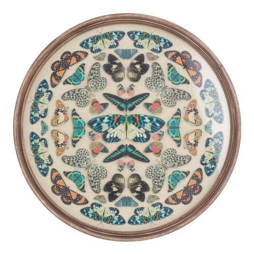 Round Vintage Butterfly Kaleidoscope Framed Wall Art