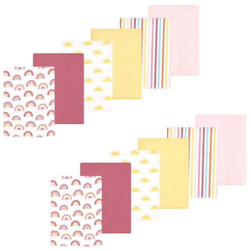 Luvable Friends Hudson Baby Flannel Burp Cloths 12pk, Sunny Sky