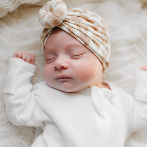 Bunny Knots Knotted Headwrap - Cream Leopard, NB