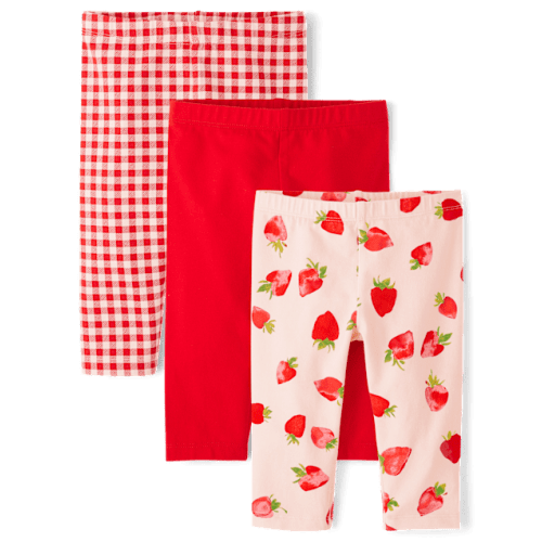 Toddler Girls Strawberry Capri Leggings 3-Pack - Red