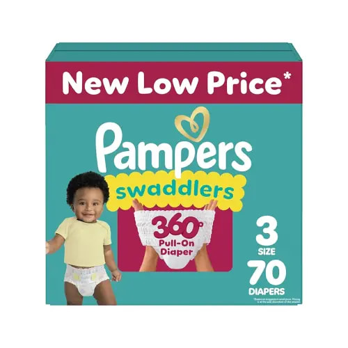 Pampers Diapers - Swaddlers 360 - Size 3, 70 Count, for up to 100% Leakproof Premium Skin Protection (Packaging May Vary)