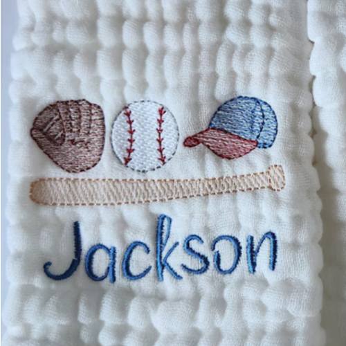 Baseball Porter Monogrammed Burp Cloth