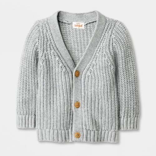 Baby Front-Button Cardigan - Cat & Jack™, Color: Light Gray, Size: Newborn