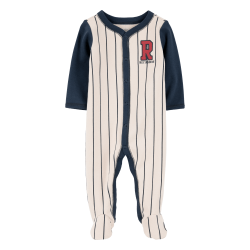 Baby Baseball Rookie 2-Way Zip Cotton Sleep & Play Pajamas