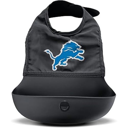 Smilo Silicone Bib - Officially Licensed NFL Fabric & Silicone Baby Bib with Crumb Catcher for Babies and Toddlers