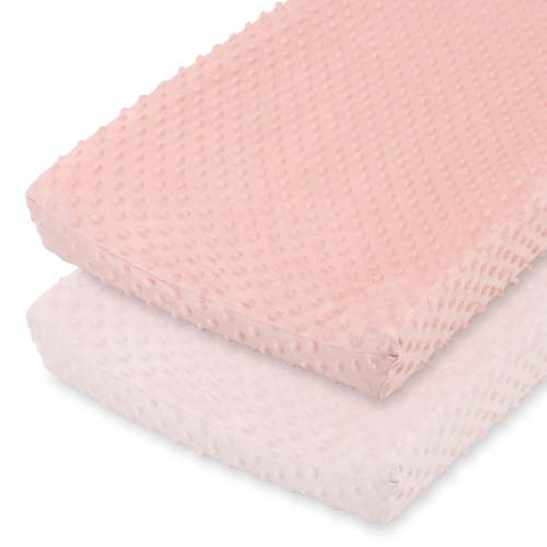 The Peanutshell Minky Dot Changing Pad Cover, Ultra-Soft Changing Table Pad Cover, Pink, 2 Pack
