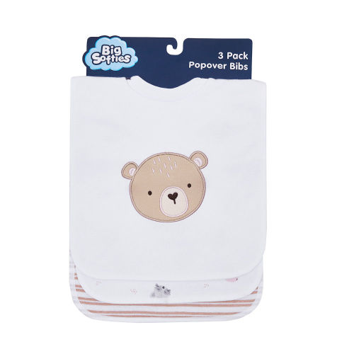 Big Softies 3 Pack Popover Bibs-Bear