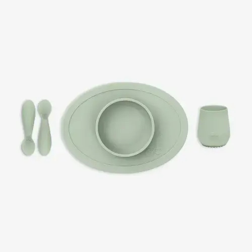 First Foods Set / Silicone Spoon, Cup & Suctioning Bowl for Infants– ezpz