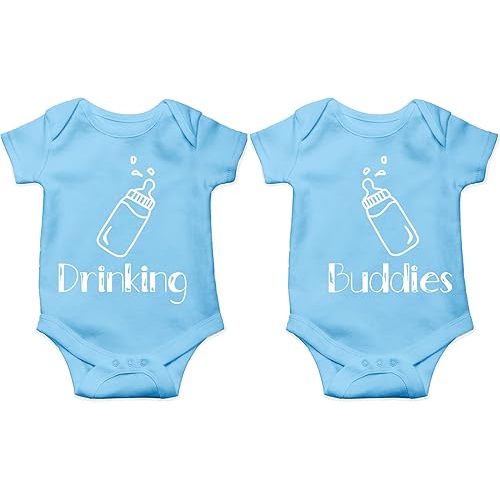 CBTwear Drinking Buddies - Matching Twin Babies - Baby Clothes - Funny Newborn Bodysuit Outfits for Boys and Girls