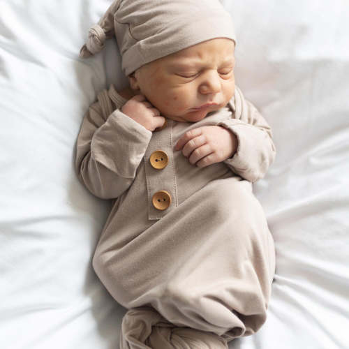 Stone Bamboo Knotted Gown & Hat