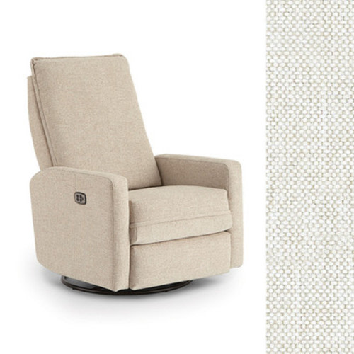 Best Chairs Calli Power Tilt Headreast Swivel Glider Recliner in Snow - Bambi Baby Store