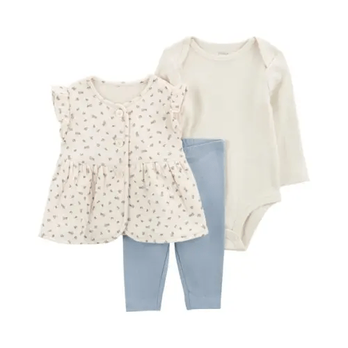 Baby 3-Piece Floral Quilted Little Vest Set - Carter's | Carter's