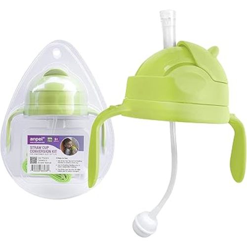 3-in-1 Weighted Straw Sippy Cup Conversion Kit for Comotomo Bottles | Versatile, Leak-Proof - Easy-to-Use Solution for Babies and Toddlers | Compatible with 5oz & 8oz Bottle (Green)
