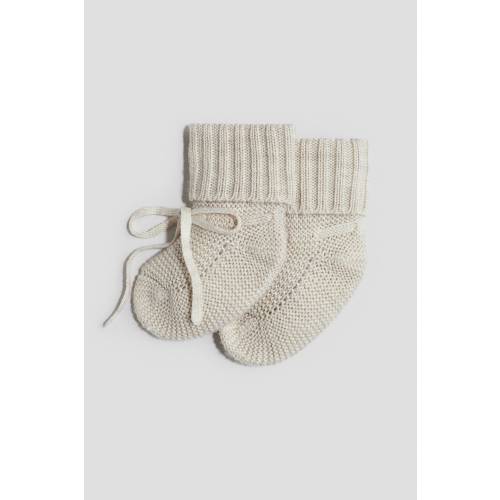 H&M | Wool Knit Slipper Socks | Light Beige | Size 0 (0-3M)