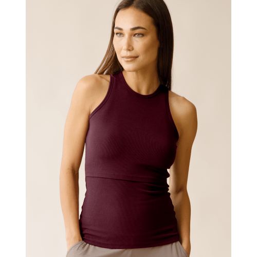 Ribbed Bamboo Racerback Nursing Tank | Granite - Kindred Bravely