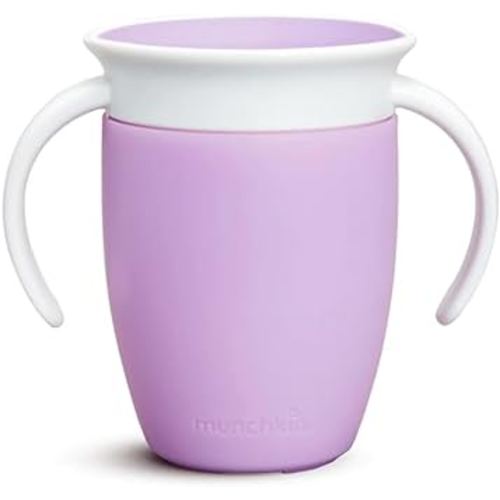 Munchkin Miracle 360 Cups for Toddlers sippy cups, toddler cups spill proof with Dentist Recommended Spoutless Design, BPA-Free Kids Cups, Easy to Clean, Dishwasher Safe, 7 oz, (Lilac)