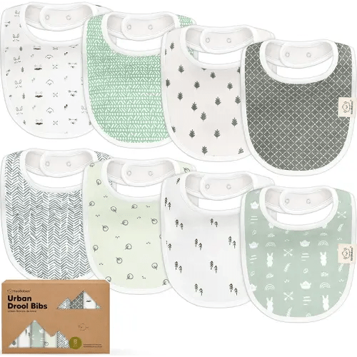 8-Pack Organic Baby Bibs for Boys, Girls - Soft Cotton Drooling and Teething Bibs for Baby Girl & Boy, Extra Absorbent, Easy To Clean & Put On for Toddler, Newborn, Infant 0-24 Months (Nordic)