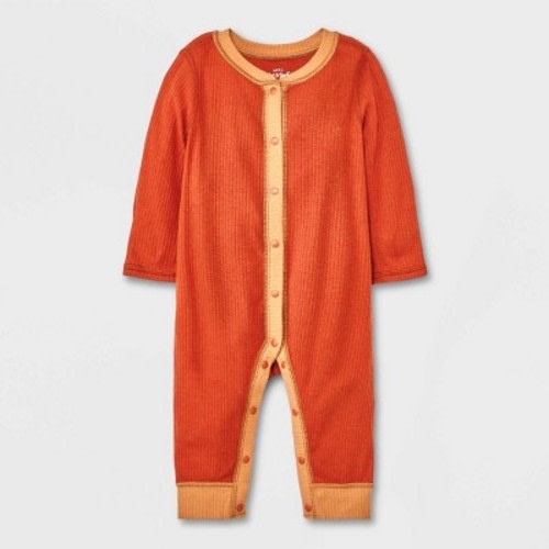 Baby Ribbed Snap Adaptive Romper - Cat & Jack™ Orange, Size: Newborn