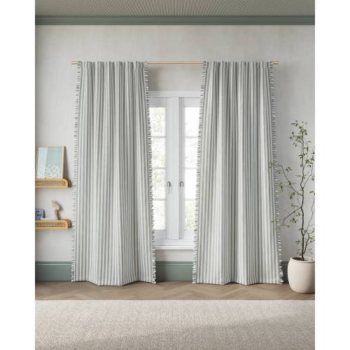Striped Ruffle Blackout Curtain