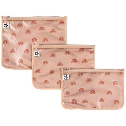 Tiny Twinkle 3-Pack Airline Compliant Travel Bags with Zipper Closure, Clear Front Pouch, Diaper Bag, Toiletry/Cosmetics Organizer (Beige Checkers)
