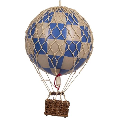 Authentic Models, Floating The Skies Air Balloon, Hanging Home Decor - 5.3 Inch Height, Historic Hot Air Balloon Model for Home Décor, Detailed Vintage Decorations to Hang from Ceiling - Check Blue